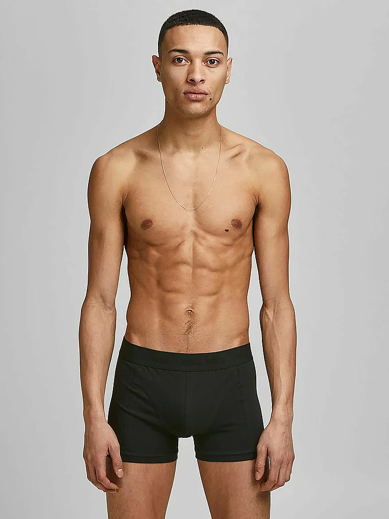 Boxer JACK & JONES "JACCRAZY im Dreierpack mit kontrastfarbenem Bund und Stretchkomfort", Herren, Gr. XL, 3 Stk., blau (schwarz, grau, blau), Jersey, Obermaterial: 95% Baumwolle, 5% Elasthan, unifarben mit Farbeinsatz, Unterhosen, unifarben mit Farbeinsat 7
